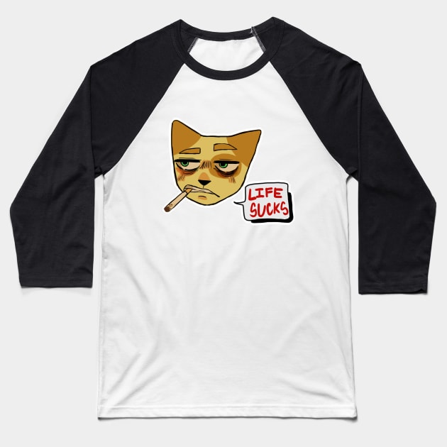 Smoking cat Baseball T-Shirt by Telemiu
